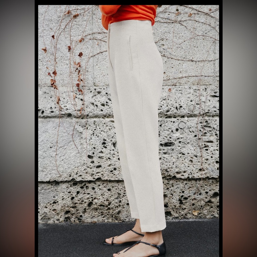 Zara Cream Straight-Leg Trousers